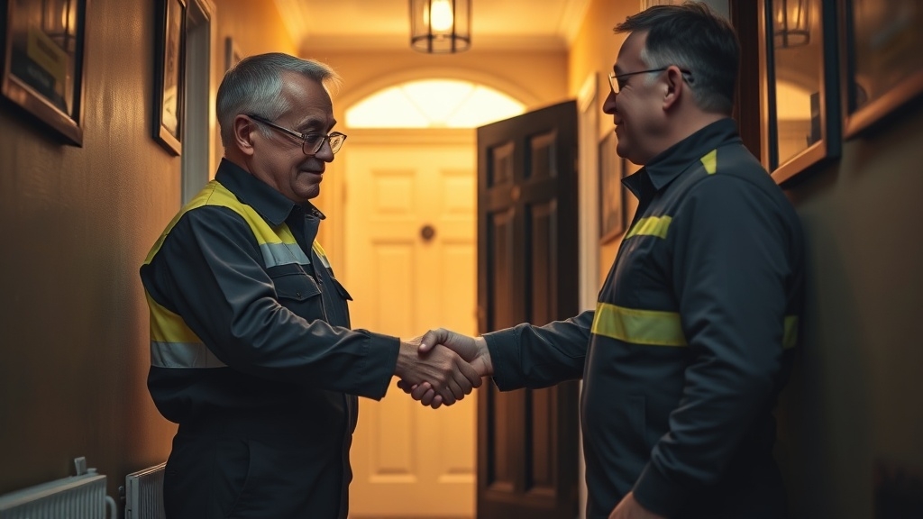 Engineer shaking hands with a Cricklewood homeowner after locating their leak